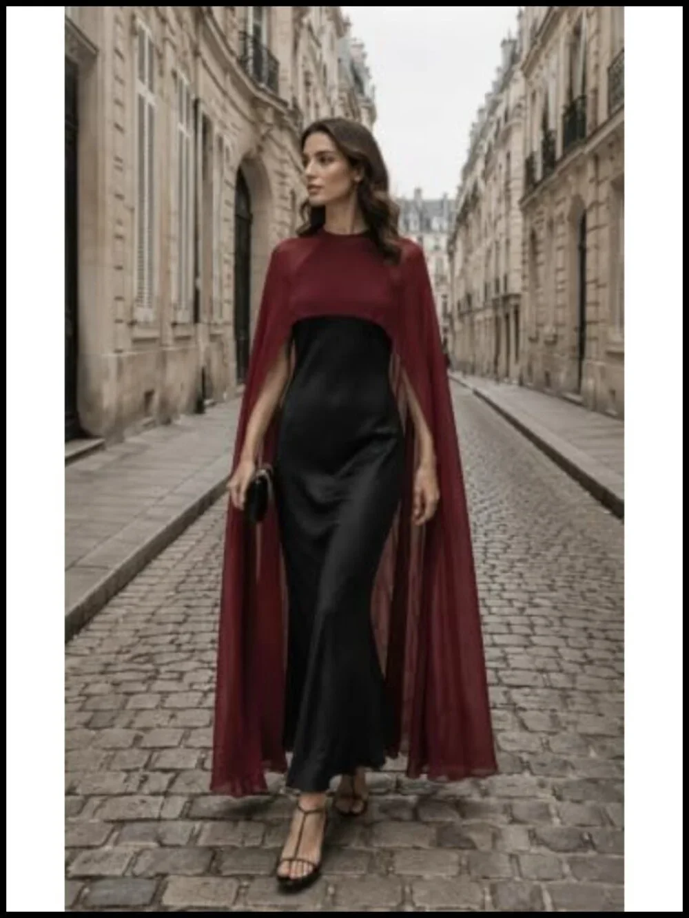 Chiffon Sheer Mesh Cape High Low Flowy Poncho Bridal Capelet Evening Dress